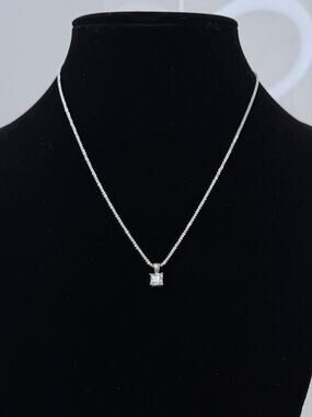 Square Solitaire Pendant Necklace